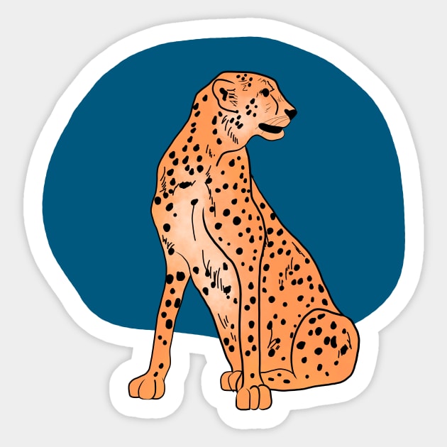 The Fastest One, Blue Edition, Cheetah Illustration Sticker by Flo Art Studio